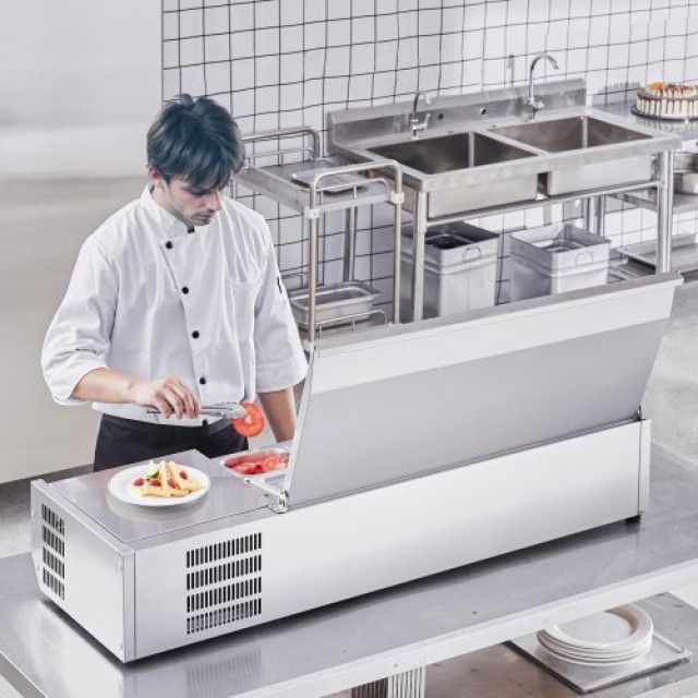 Ψυγείο Πάγκου VEVOR για Σαλάτες & Πίτσες 150W με Ανοξείδωτη Προστασία CE  BXGZLZDWT55YJ0GPPV2