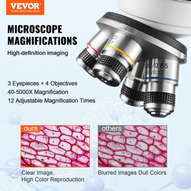 Μικροσκόπιο VEVOR Τρινοφθάλμιο 40X-5000X Διπλής Σκηνής  FSXWJ5000XS...