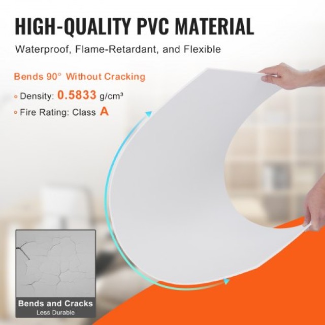 VEVOR  Πλακάκια Οροφής 10τμχ 24x24 ιν PVC Ανθεκτικά στη Φωτιά Λευκά THBZPVCFPB1010YENV0