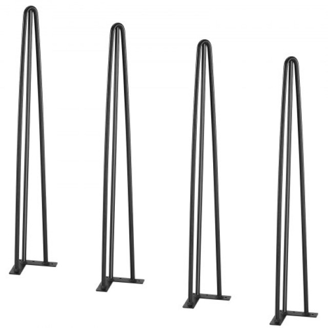 Σετ 4 Μαύρα Πόδια Τραπεζιού VEVOR Hairpin 0.7M, Αντοχή 408.2KG, 3 Ράβδοι από Ανθρακοχάλυβα  TZ3YGZTHSTGS942SZV0