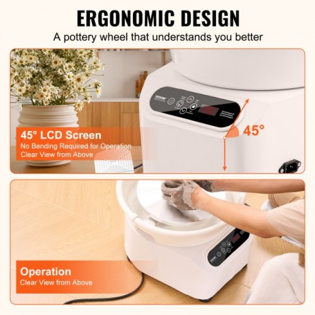 Κεραμικός Τροχός VEVOR 10 με Πεντάλ & Οθόνη Αφής 350W Λευκός  ZQLPJXS10YC3WLC3NV2