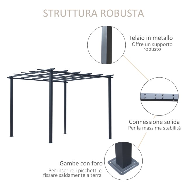 Δομή Outsunny Garden Pergola σε μαύρο μέταλλο 300 x 300 x 230 cm 84...