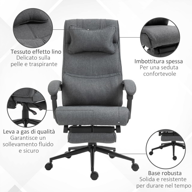 Καρέκλα Γραφείου με Υποπόδιο 66 x 70 x 115-123 cm Vinsetto 921-281