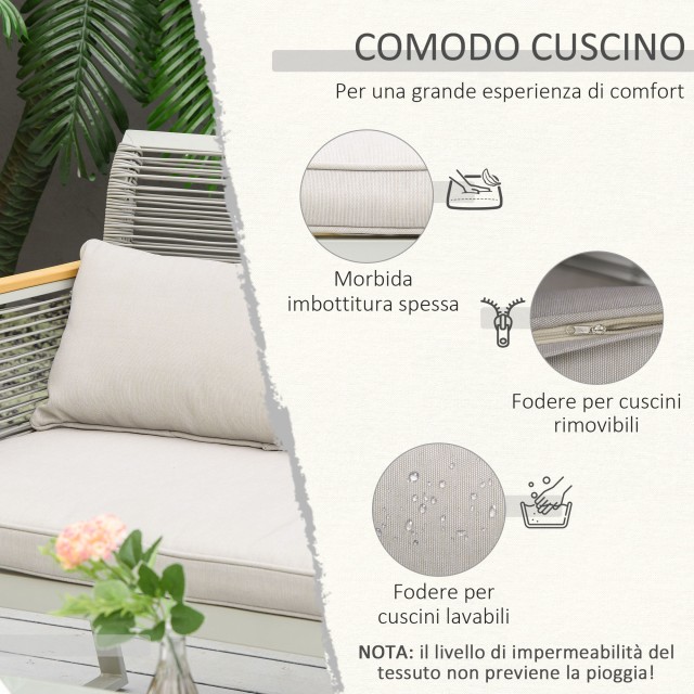 Outsunny σετ κήπου 4 τεμαχίων σε PE Rattan με 2 πολυθρόνες, καναπέ ...