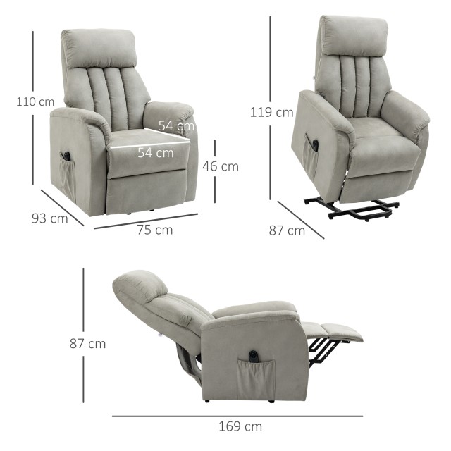 HOMCOM Lift Chair Ανακλινόμενη 150° max με τηλεχειριστήριο και υποπ...