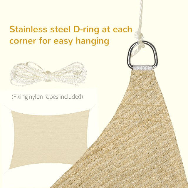 Outsunny Rectangular Shade Sail 4x3m Beige HDPE με αξεσουάρ και τσάντα ταξιδιού που περιλαμβάνονται 840-250V00BG