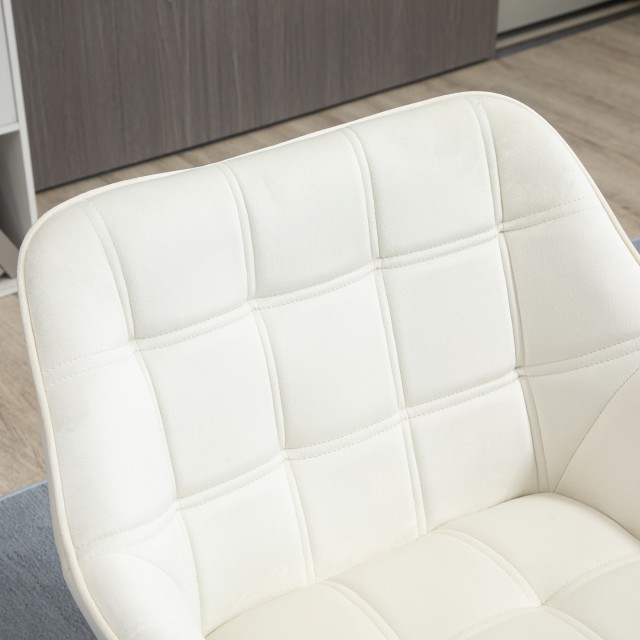 Πολυθρόνα Scandinavian Design HOMCOM σε Ξύλο και Κρεμ βελούδο εφέ, για σαλόνι ή γραφείο, 68,5x61x72,5 cm 833-799V00CW