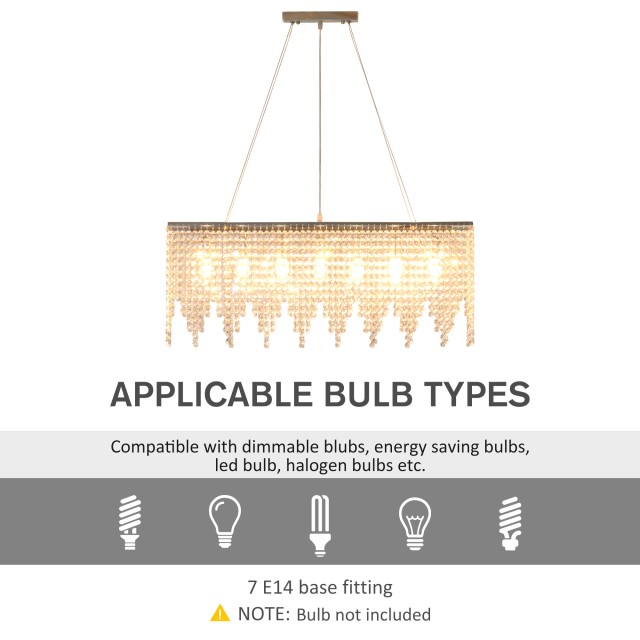 HOMCOM Modern Drop Chandelier, 128 κρυστάλλινα μενταγιόν και μεταλλική βάση, 7 E14 40W Attacks, 80x20x130cm Ασημί B31-275