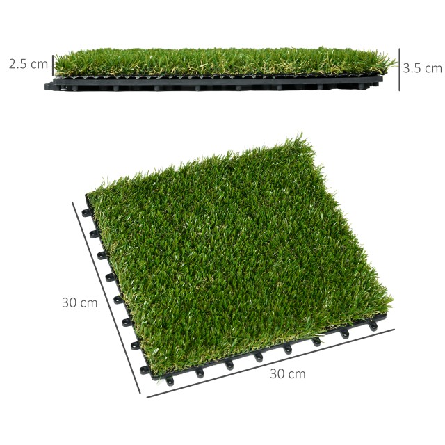 Outsunny Πλακάκια Κήπου με Τεχνητό Χόρτο 30x30cm 10 Τεμάχια, Ρεαλισ...