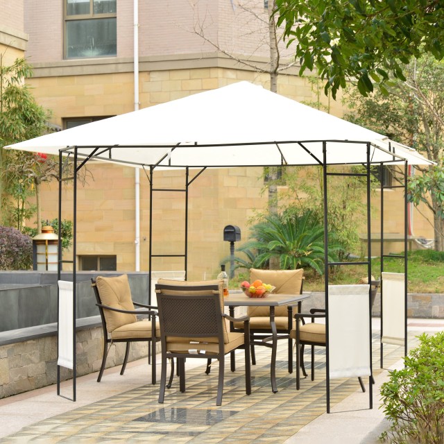 Outsunny Awning Gazebo White Metal 3x3m 01-0867