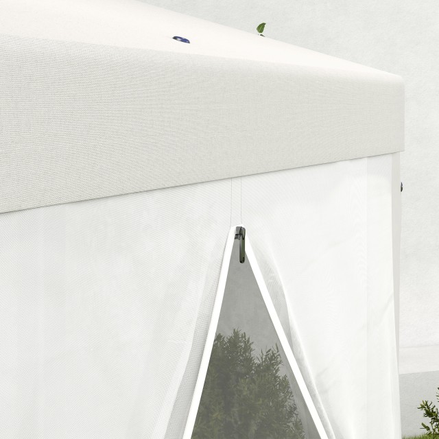 Outsunny Hexagonal Garden Gazebo με Διπλή Είσοδο, σε Μέταλλο και Πολυεστέρα, 3,94x3,94x2,5 m, Κρέμα 84C-044V02CW