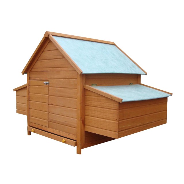 PawHut Garden Chicken Coop Κλουβί κοτόπουλου σε έλατο, ξύλο και πράσινο, 160x98,5x107 cm D51-014