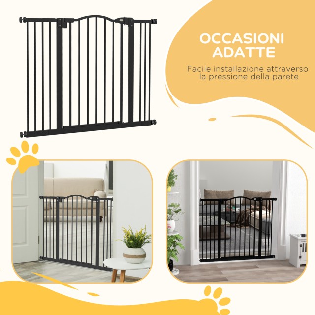 PawHut Extendable Dog Gate Χωρίς βίδες Ρυθμιζόμενη από 74-100 cm Ύψος 78 cm σε μέταλλο, μαύρο D06-094V07BK