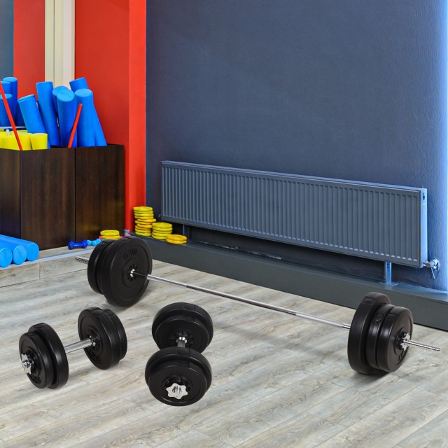 Σετ Barbell Homcom με 2 αλτήρες Βάρη 14 Δίσκους Συνολικό Βάρος: 65 ...