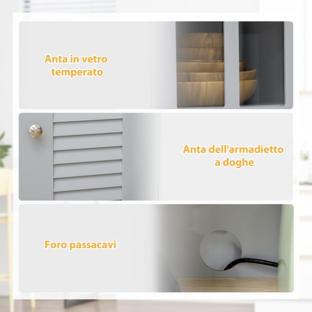 Ξύλινος Μπουφές 68 x 39.5 x 170 cm Χρώματος Γκρι HOMCOM 835-276V00GY