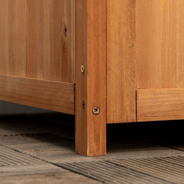 Outsunny Καφετιά έλατο Wood Hollow Bottom Ζαρντινιέρα κήπου με σχάρ...