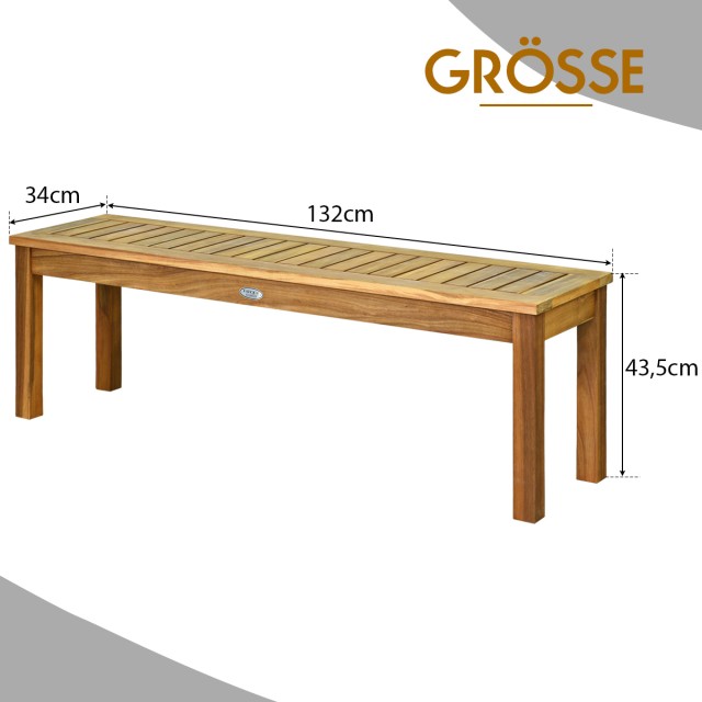 Costway  Εξωτερικός Πάγκος από Ξύλο Ακακίας 132 x 34 x 43,5 εκ. Τικ OP70391