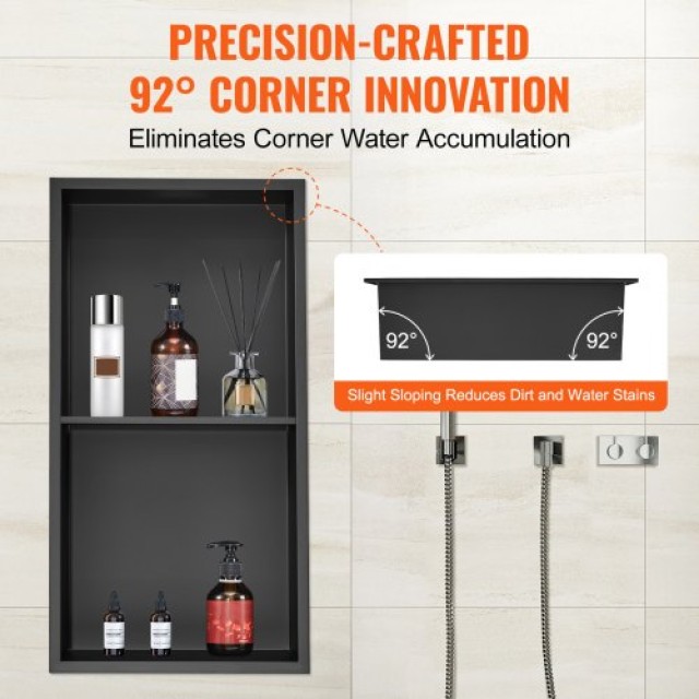 VEVOR Ανοξείδωτη Εσοχή Ντους 33x63cm με Διπλά Ράφια  BXGLYBK2C13YEJ...