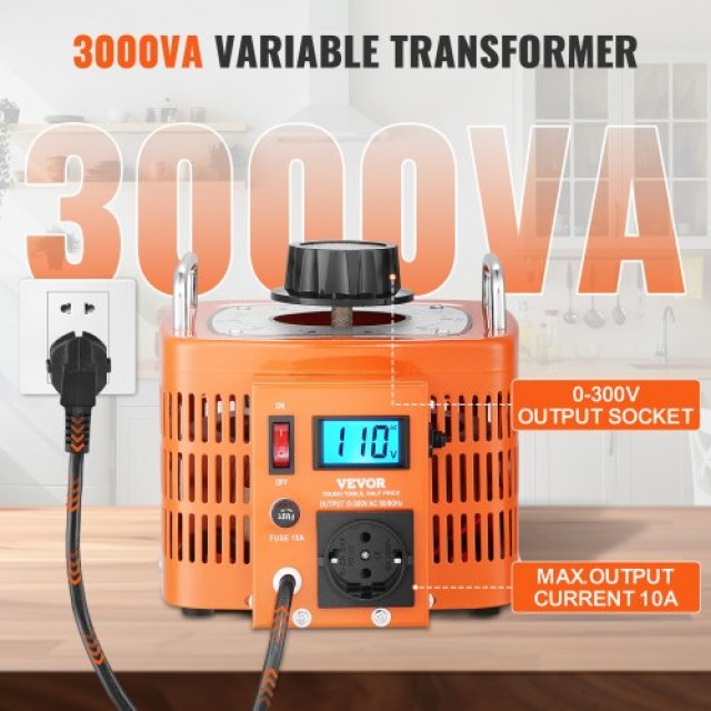 VEVOR 3000VA Μετασχηματιστής Τάσης 10A 0-300V Ρυθμιστής LCD CE  KBBYQYJPS3004YRHCV2