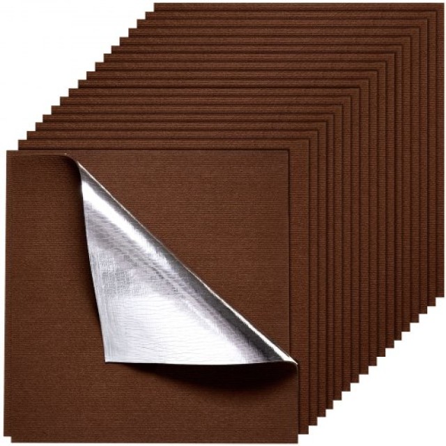 VEVOR Αυτοκόλλητα Πλακίδια Χαλιού 610x610 mm Καφέ, 20 Τεμάχια ZZFKD...