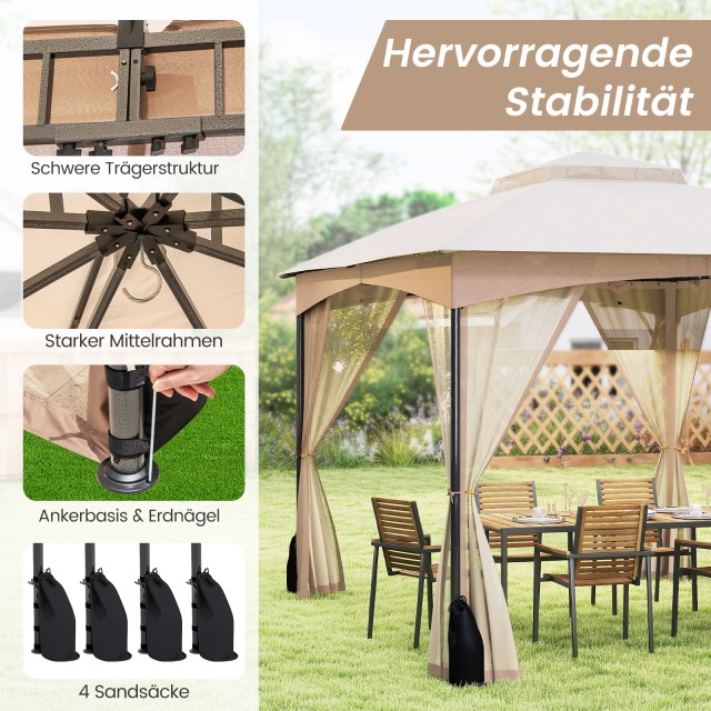 Costway Αναδιπλούμενο Περίπτερο 3 x 3,6 m με Σάκους Άμμου & Κουνουπ...