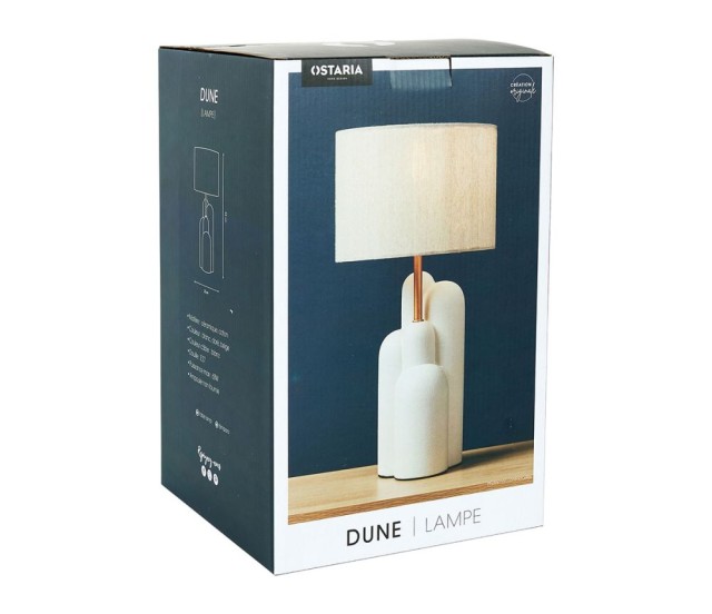 Ostaria Κεραμικό φωτιστικό βαμβακερό Dune λευκό χρυσό μπεζ -36934