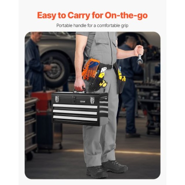 VEVOR Φορητή Μεταλλική Εργαλειοθήκη 20.5 ιντσών με 3 Συρτάρια Οργάν...