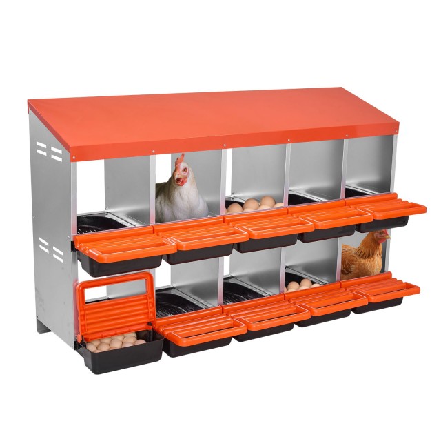 VEVOR Διώροφο Μεταλλικό Κουτί Φωλιάς με 10 Θέσεις και Προστατευτικό...