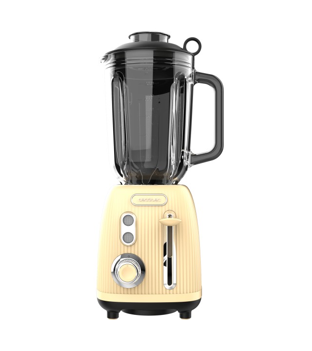 CECOTEC  Μπλέντερ Retro Power Black Titanium RetroYellow με Ισχύ 1200W, Μαχαίρι 4 Λεπίδων με Επίστρωση Μαύρου Τιτανίου και Κανάτα 1,5L  CEC-03884