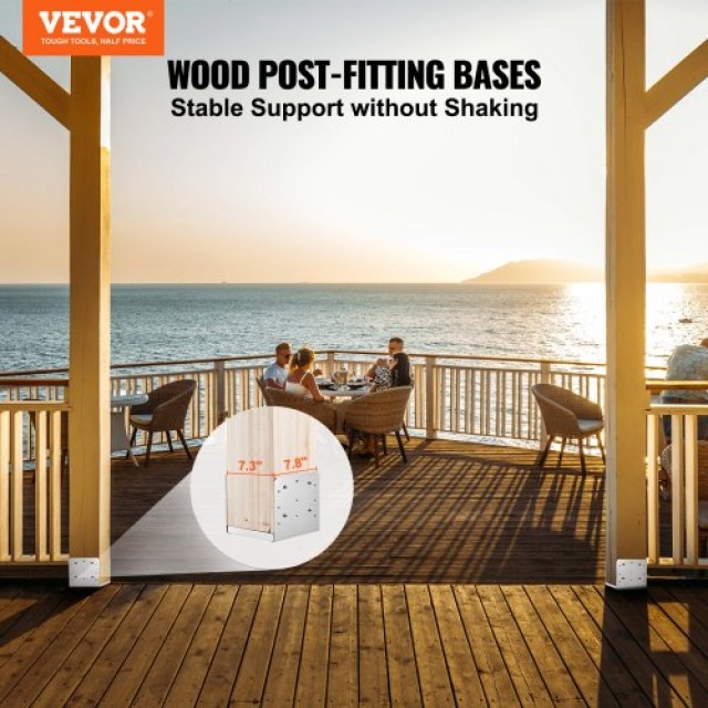 VEVOR Ρυθμιζόμενη Βάση Στύλου 203.2x203.2mm, 4τμχ Ανοξείδωτη Βάση γ...