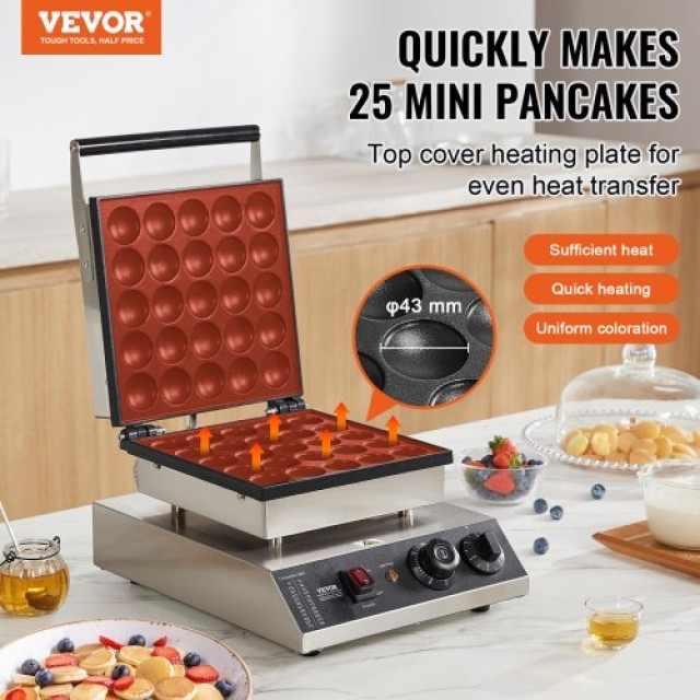Μηχανή Μίνι Ολλανδικών Pancake 43mm 25τμχ VEVOR 1700W για Επαγγελματική Χρήση  SYJBJDP25KF07JF6PV2