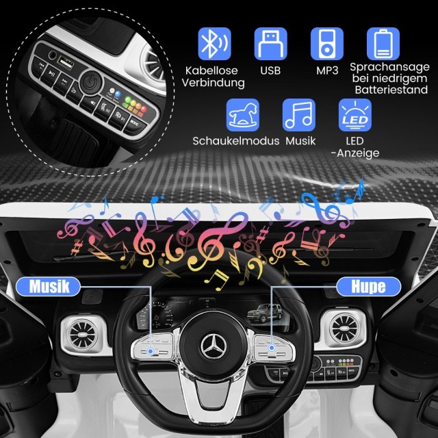 Costway  Παιδικό Ηλεκτρικό Αυτοκίνητο Mercedes-Benz G500 με Τηλεχειριστήριο και Μουσική Σύνδεση TQ10178DE-WH