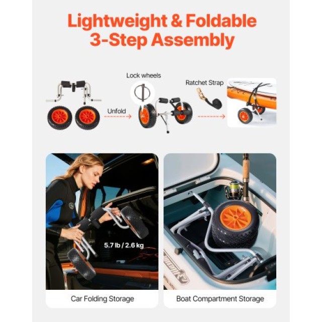 VEVOR Πτυσσόμενο Καροτσάκι για Καγιάκ, 90 kg, Στερεοί Τροχοί 25.4 c... VEVOR Πτυσσόμενο Καροτσάκι για Καγιάκ, 90 kg, Στερεοί Τροχοί 25.4 c...