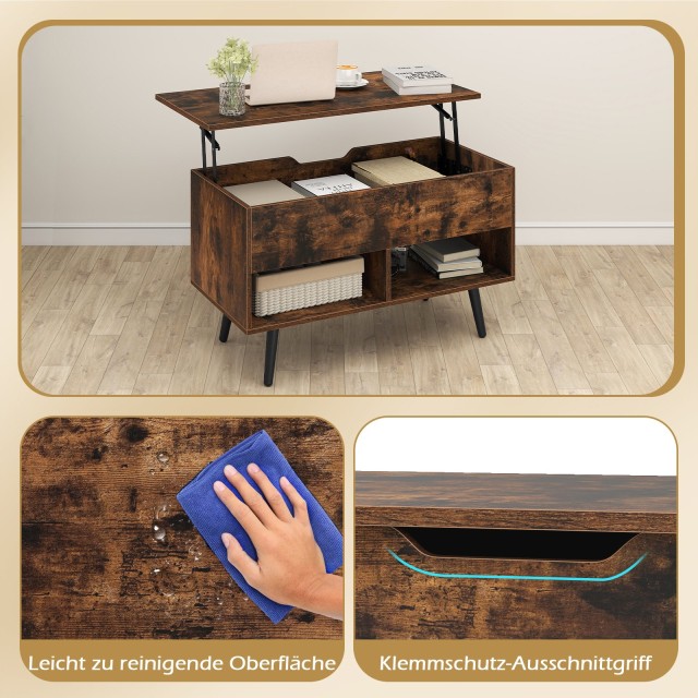 Costway Ρυθμιζόμενος Καναπές Τραπεζάκι με Ανερχόμενη Επιφάνεια και ...