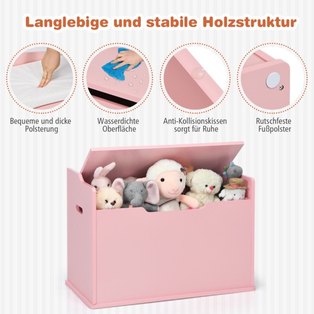 Costway Πολυχρηστικό Κουτί Αποθήκευσης Παιχνιδιών με Καπάκι Ασφαλεί...