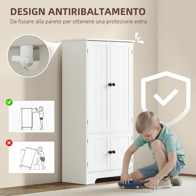 HOMCOM Λευκή Κουζίνα Κρεντέντζα 58.2x30x123 εκ. 83A-236V00WT