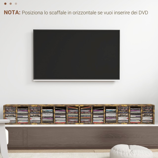 HOMCOM  Σετ 2 Ράφια Βιβλιοθήκης για CD με 6 Ρυθμιζόμενα Ράφια, από Ξύλο, 21x19.2x88.3 εκ., Καφέ  833-872V00RB