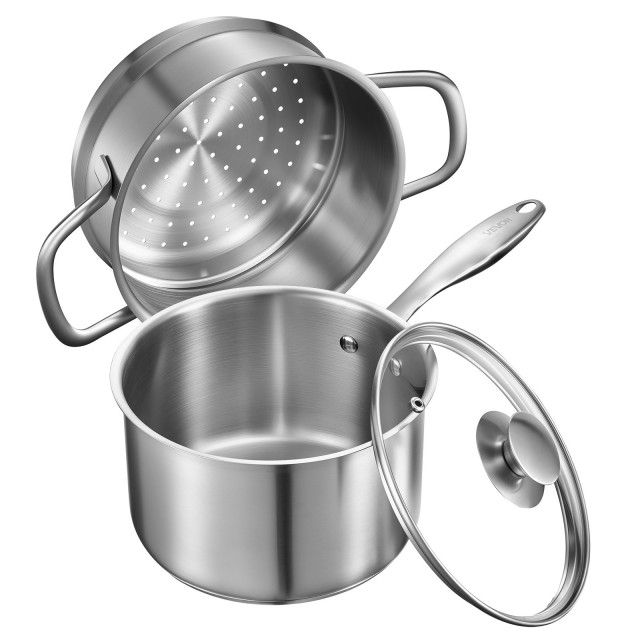 VEVOR Ανοξείδωτη Χύτρα Με Ατμομάγειρα 2.5 QT (18 x 9.5 cm) BXGJG25Q...