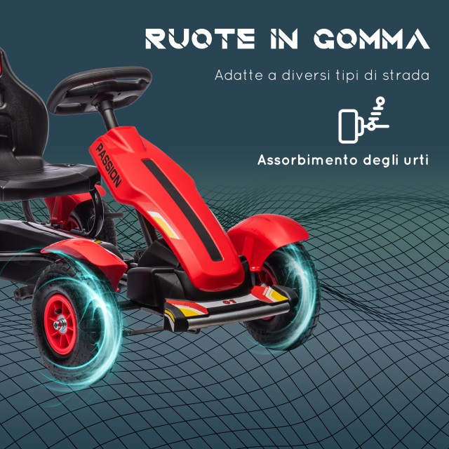 HOMCOM Παιδικό Ποδήλατο Go Kart 121x58x61 εκ, Κόκκινο 370-276V00RD