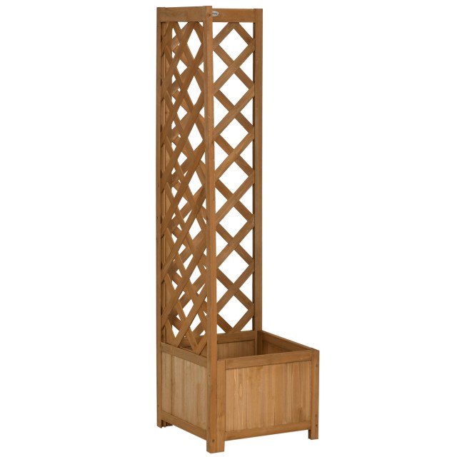 Outsunny Καφετιά έλατο Wood Hollow Bottom Ζαρντινιέρα κήπου με σχάρ...