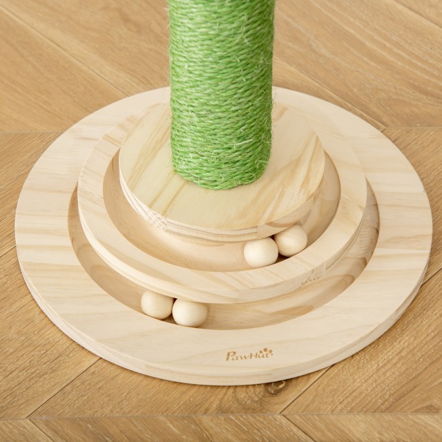 PawHut Cactus Scratching Post για γάτες, σχοινί σιζάλ και βάση με ξύλινες μπάλες, 32x32x60cm D30-453
