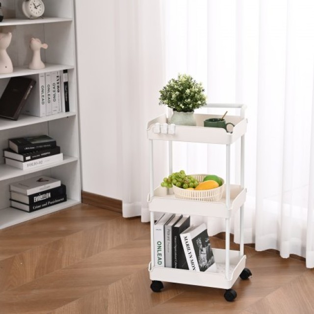 Τρόλεϊ 3 Επιπέδων VEVOR με Ρόδες, Λευκό  DGNTCBS3CLKS3X7Q5V0