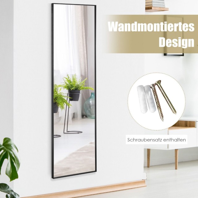 Ολόσωμος  Καθρέπτης Τοίχου 120 x 37 cm Χρώματος Μαύρο  Costway JV10047BK