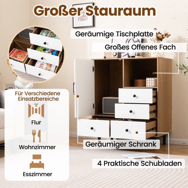 Costway  Μεσαιωνικό Μπουφέ Ντουλάπι με Μοντέρνα Πινελιά - 4 Συρτάρι... Costway  Μεσαιωνικό Μπουφέ Ντουλάπι με Μοντέρνα Πινελιά - 4 Συρτάρι...