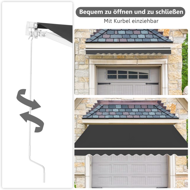 Costway Γκρι Αλουμινένια Επεκτεινόμενη Τέντα με Μανιβέλα 3x2,5m NP1...