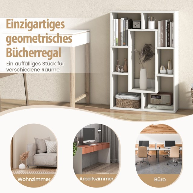 Costway  Ράφι βιβλίων με 7 θέσεις Λευκό 60 x 20 x 90 εκ. CB10642WH