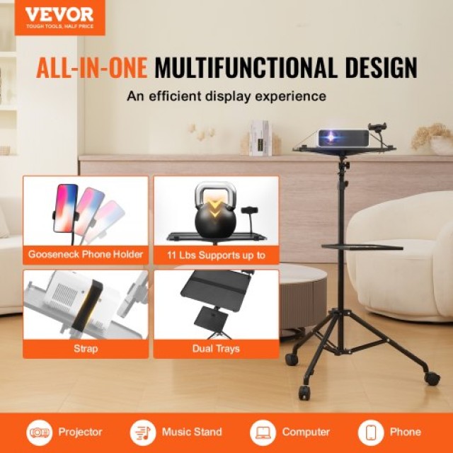 VEVOR  Βάση Προβολέα με Ρόδες & Βάση Laptop, Ύψος 31.3-67.3 SJJSTYYZJSTP3861GV0
