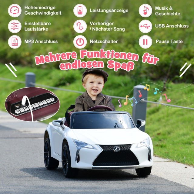Costway  Παιδικό Αυτοκίνητο Lexus LC500 με Τηλεχειριστήριο και Μουσική TY327772DE-WH