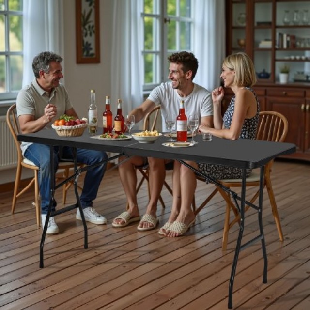 VEVOR Πτυσσόμενο Πλαστικό Τραπέζι 180cm για Πικνίκ με Ενσωματωμένη ... VEVOR Πτυσσόμενο Πλαστικό Τραπέζι 180cm για Πικνίκ με Ενσωματωμένη ...