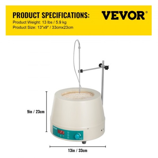 VEVOR 2000ML Μαγνητικός Αναδευτήρας Θερμαντικός Μανδύας 450W Ψηφιακός για Υγρά  2000MLSXCLJBJDRT1V2
